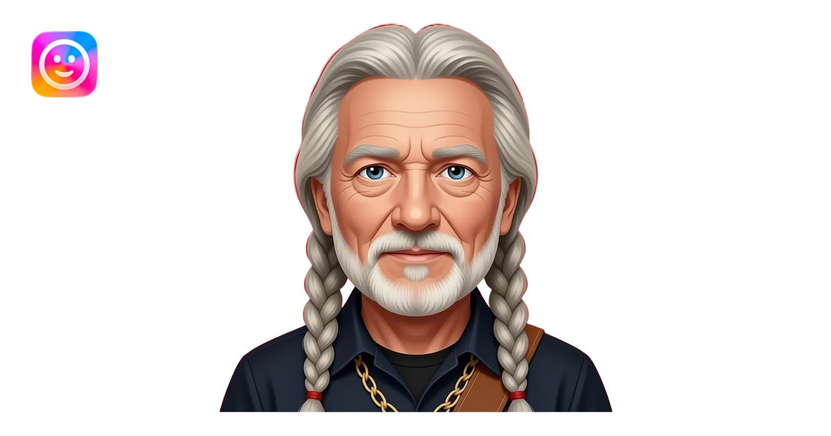 can you do this exact emoji of Willie Nelson but make the background ...