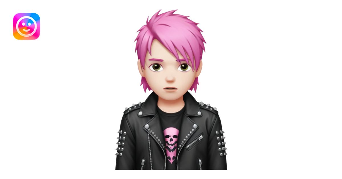 pink haired metalhead boy emoji | AI Emoji Generator