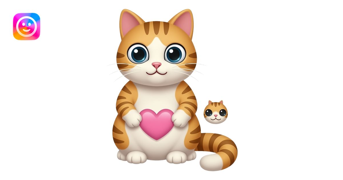 🐈 With 3 Eyes With 💗 Sticker On Belly But Colored Pink emoji | AI Emoji ...