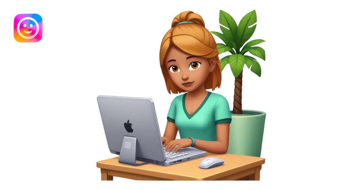Girl playing sims 4 on PC emoji | AI Emoji Generator