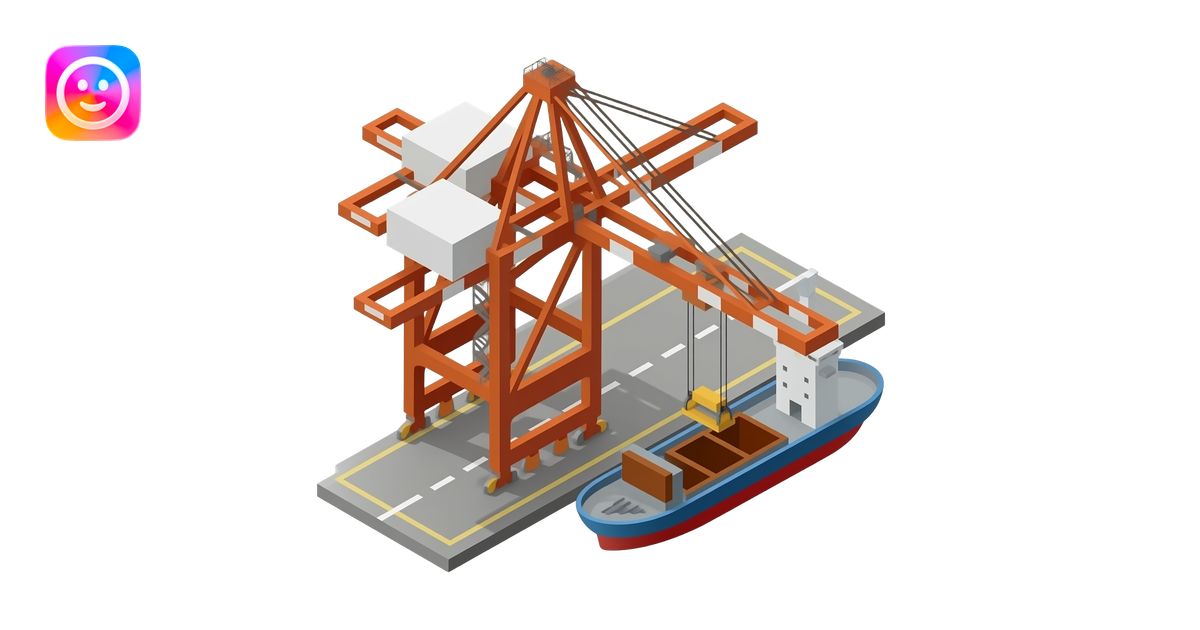 Port crane top view isometric no background emoji | AI Emoji Generator