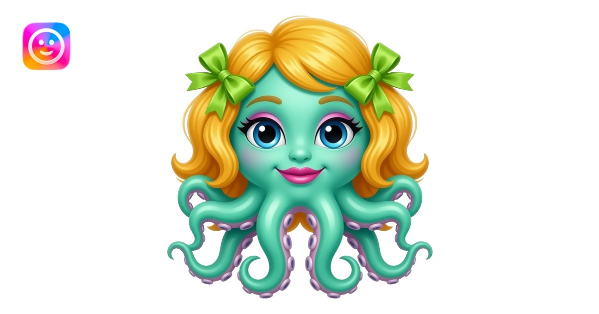 A seafoam Green squid she has very long yellow/ginger hair with lime ...