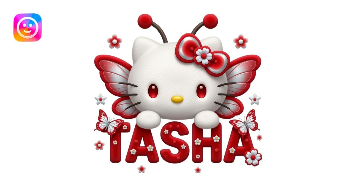 White velvety fur 3D hello kitty head, red eyes, red silver ombre 3D ...