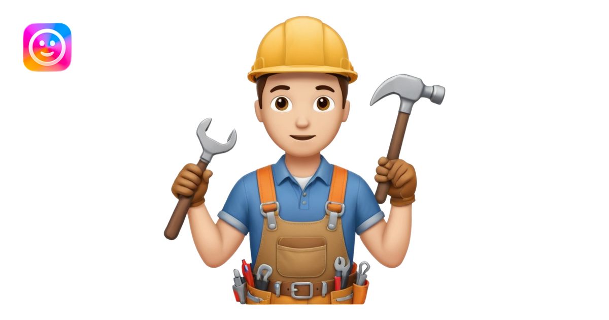 a handyman holding a wrench in this right hand and a hammer in his left ...