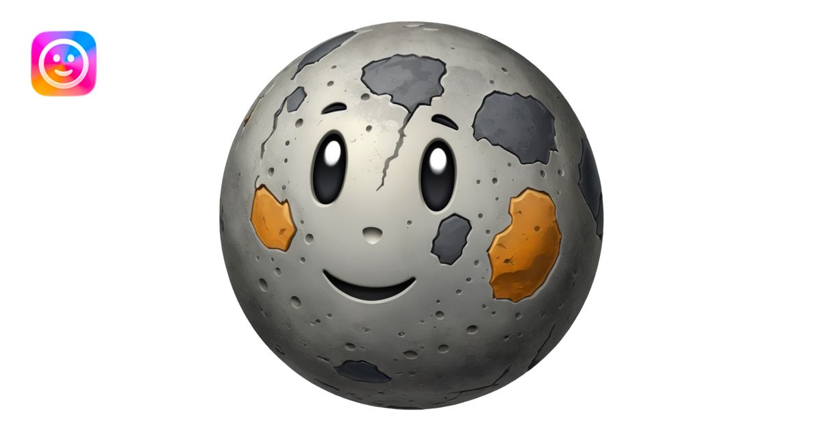 Mercury planet emoji, round, rocky gray ball covered in pitted marks ...