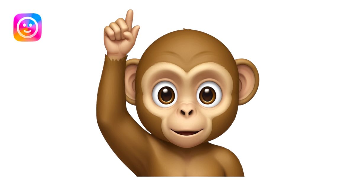 A monkey pointing is eyelid down with one finger emoji | AI Emoji Generator