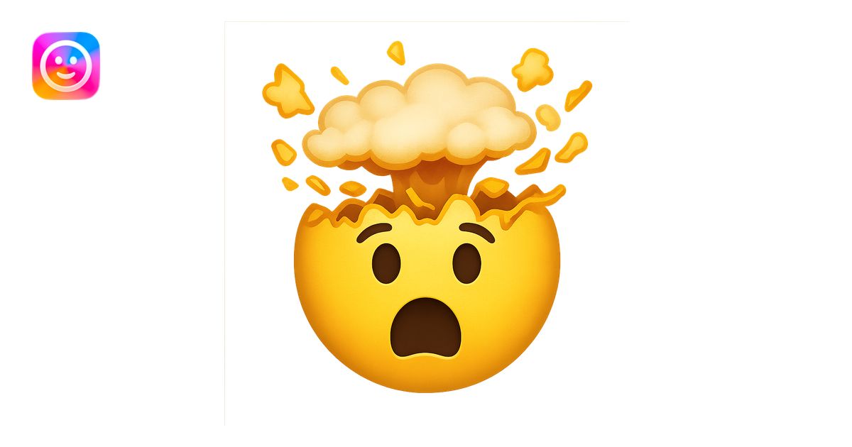 yellow face with exploding head emoji, digital illustration, no ...