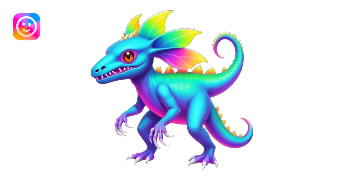 An exotic neon colorful unique bizarre eccentric Fakémon-creature (full ...