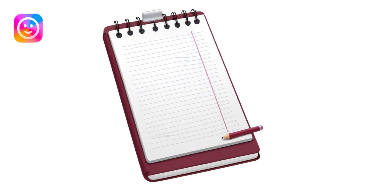 notepad with pencil burgundy emoji | AI Emoji Generator