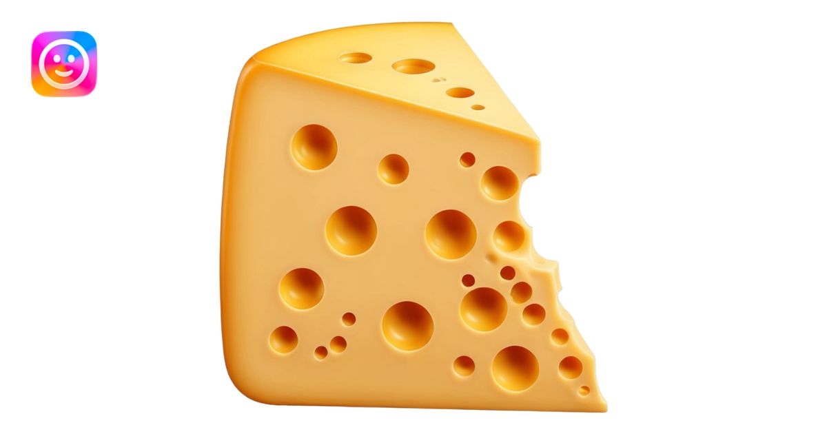 3D cartoon wedge of cheese with slightly smoother surface and one fewer ...