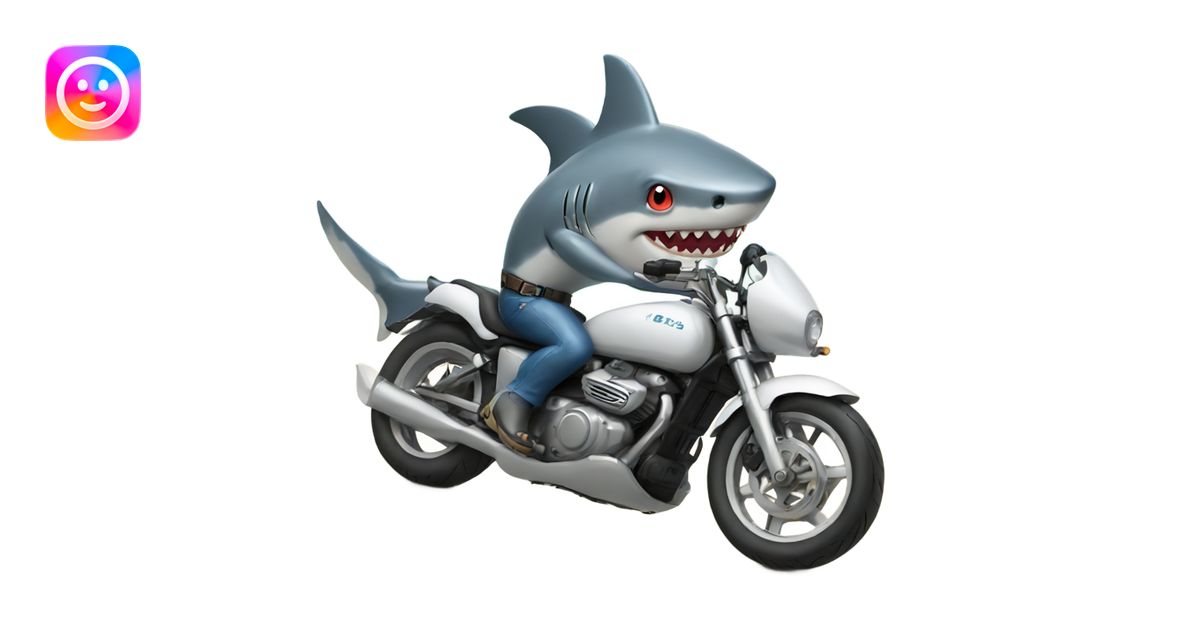 Shark riding a motorcycle emoji | AI Emoji Generator