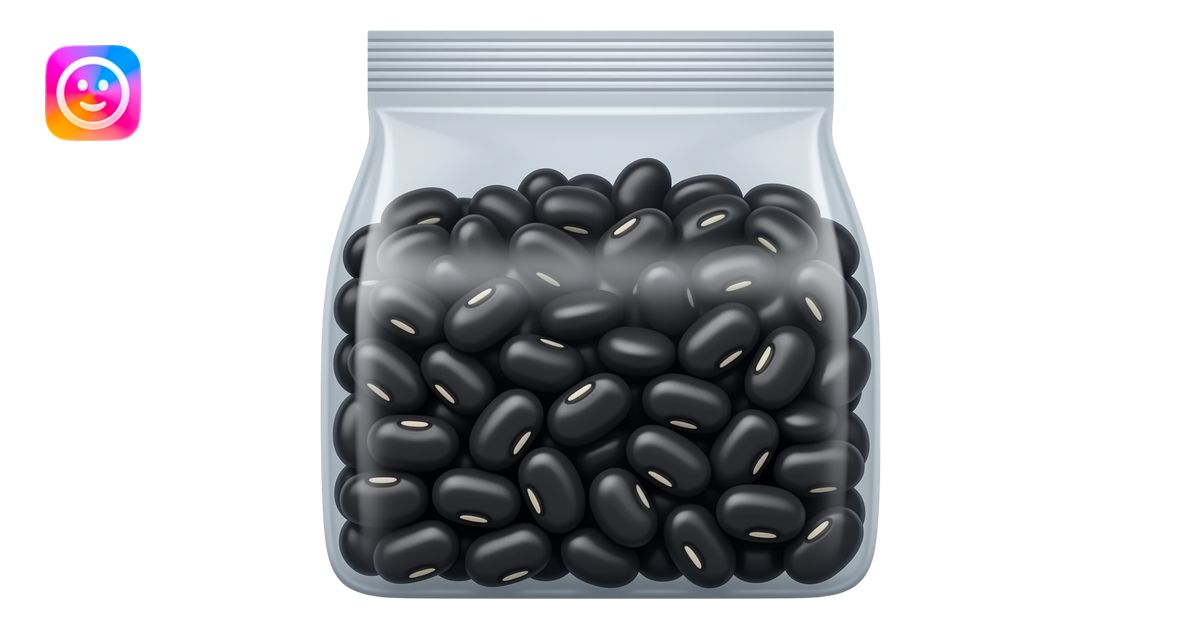 grocery store package of dried black beans emoji | AI Emoji Generator