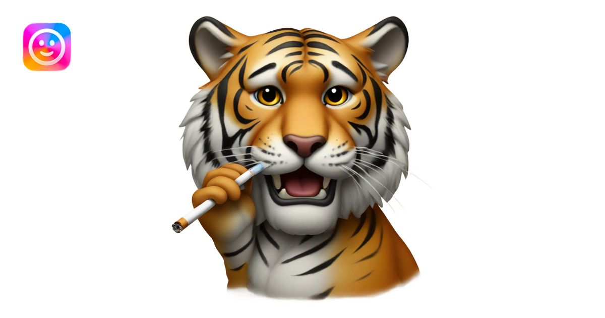 tiger smoking a cigarette and drawing a painting on a canvas emoji | AI ...