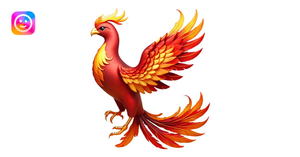 Cinematic Noble fierce & powerful Fire Phoenix Portrait Emoji, Poised ...