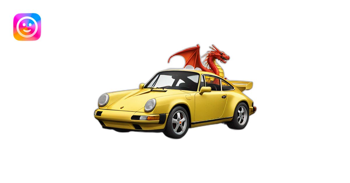 Voiture porsche avec un dragon qui l'entour emoji | AI Emoji Generator