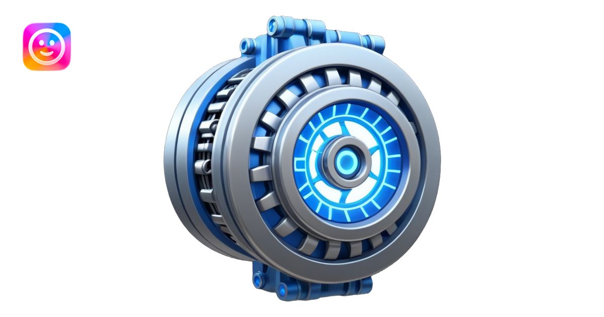 Powerful half-futuristic half-modern engine emoji, thick industrial ...