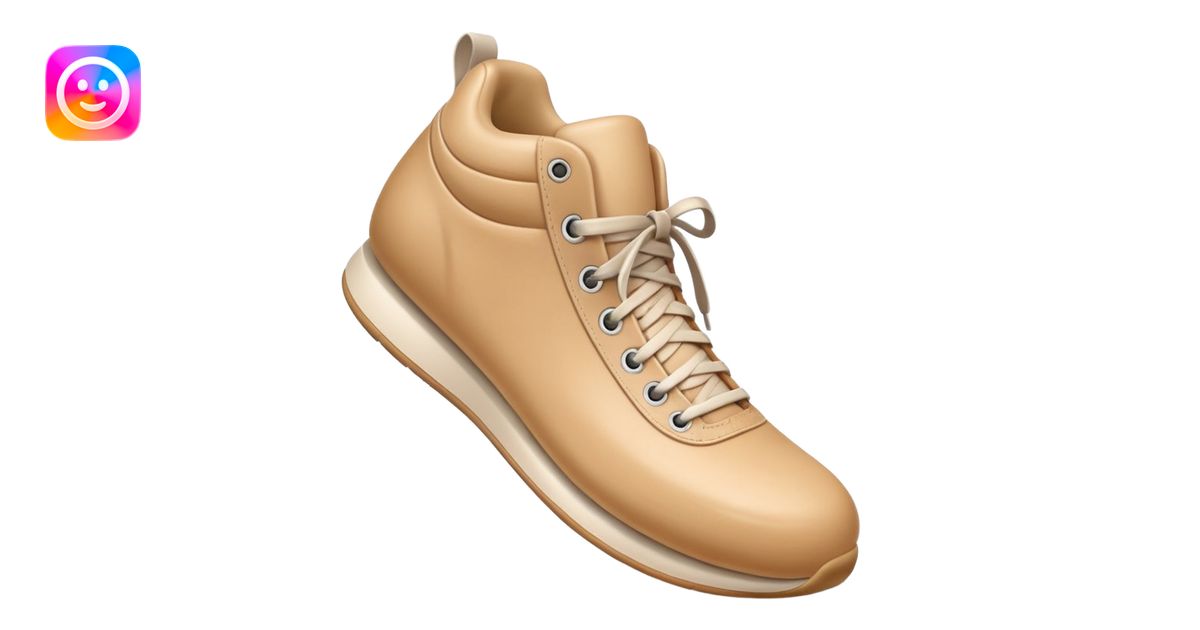 3D Apple-style emoji of a human foot wearing a sneaker, fully visible ...