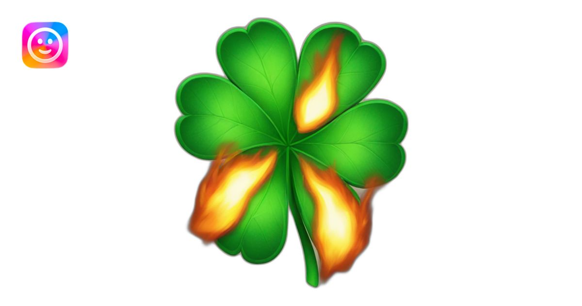four leaf clover on fire emoji | AI Emoji Generator