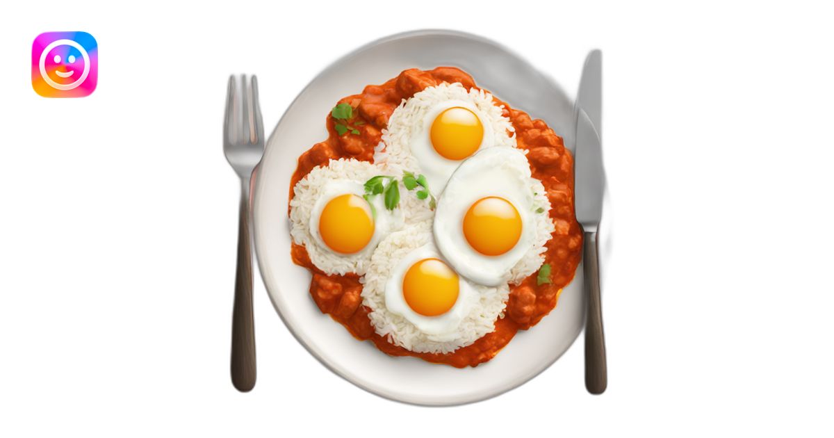 tikka masala, fried eggs and rice on a plate emoji | AI Emoji Generator