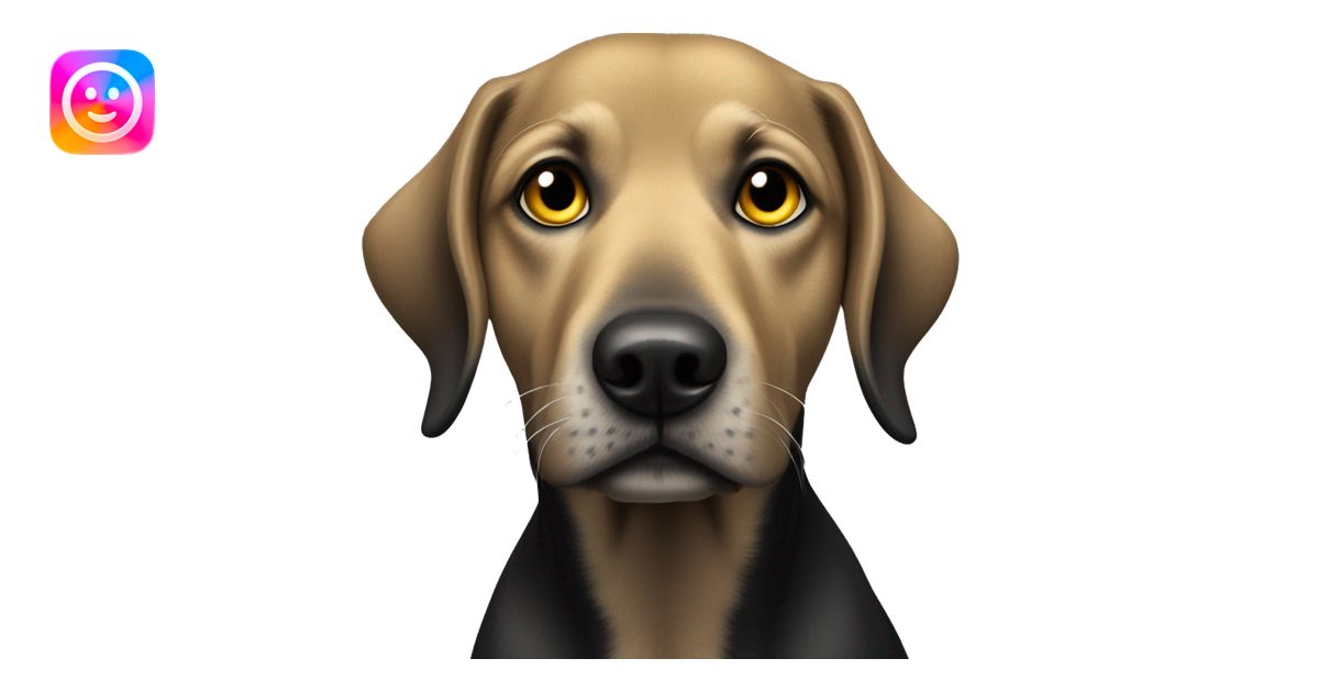Schwarzer Hund mit gelben Augen streckt frech die Zunge raus emoji | AI ...