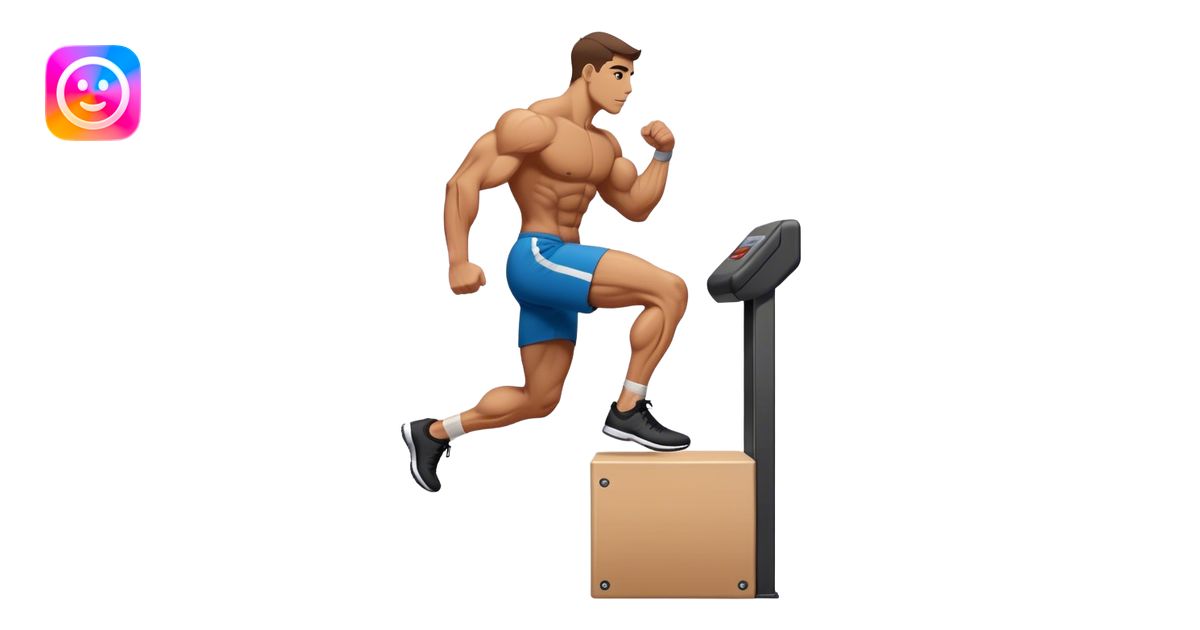 buff man step onto plyo-box side-view emoji | AI Emoji Generator