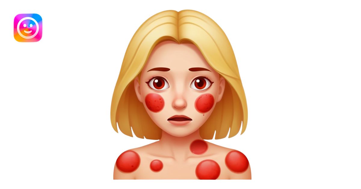 Woman with allergic reaction rash emoji | AI Emoji Generator