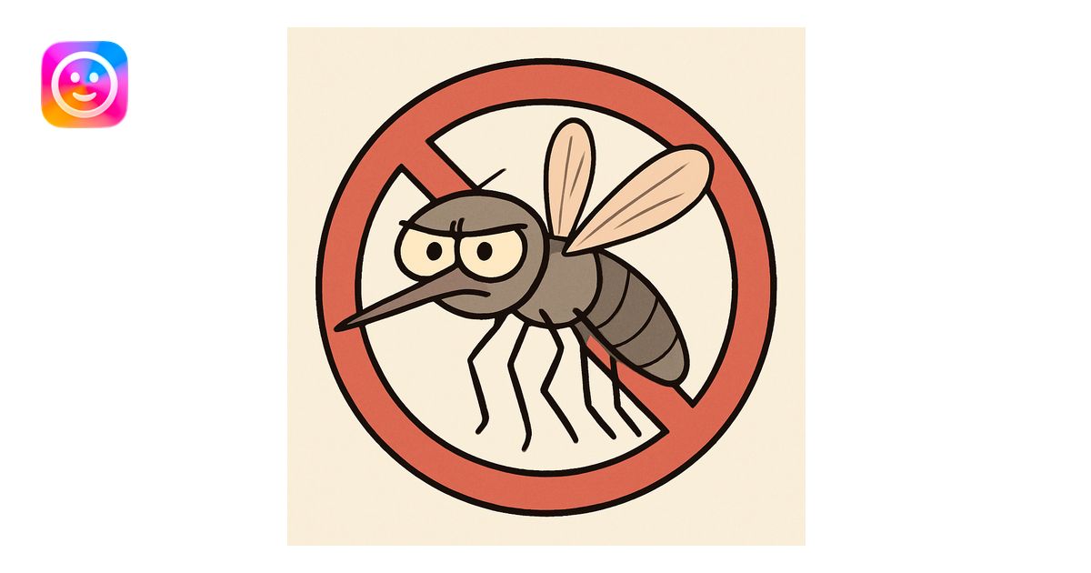 minimal cartoon mosquito inside a bold red circle with diagonal line ...