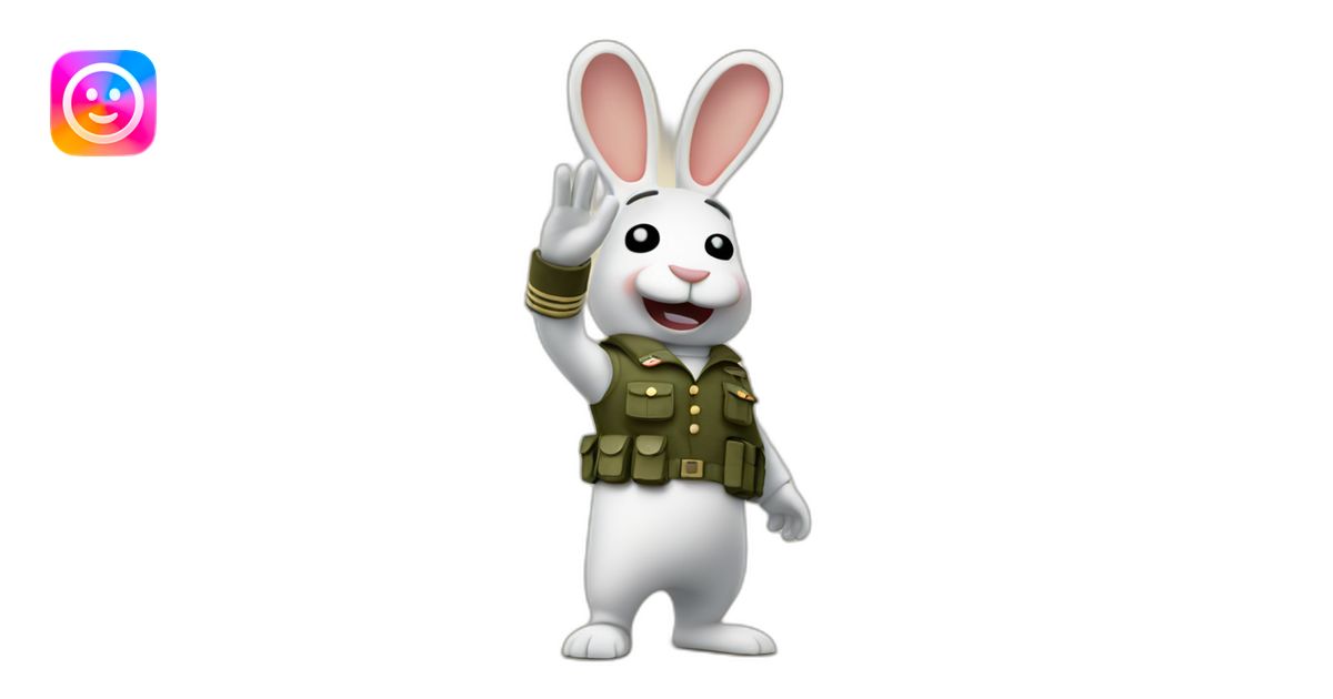 Raving rabbids doing military Salute emoji | AI Emoji Generator