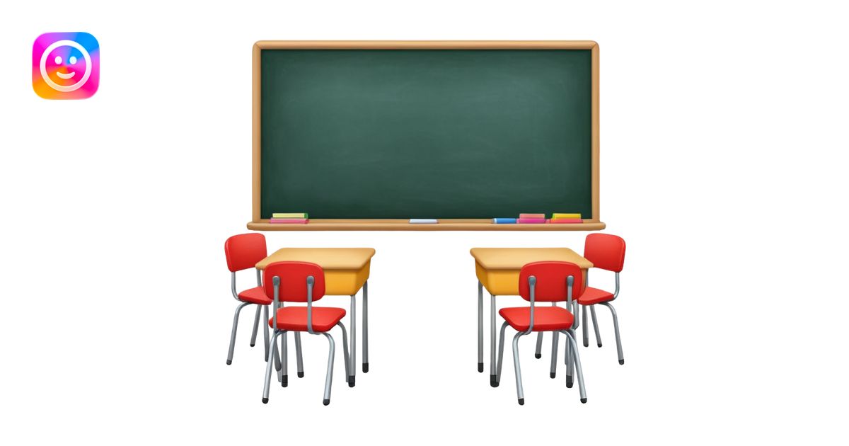 colorful classroom with desks and a big blackboard emoji | AI Emoji ...