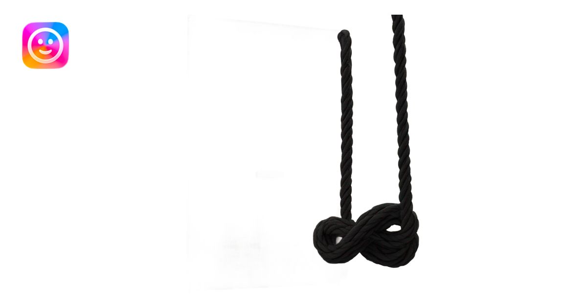black rope swing hanging from a door with black rope and the seat is ...
