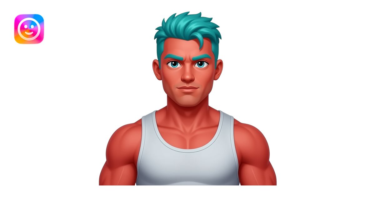 strong man with red skin and turquoise hair emoji | AI Emoji Generator