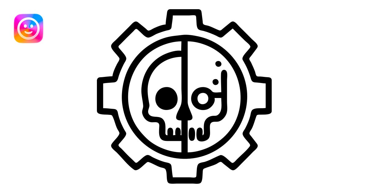 Warhammer 40k Adeptus Mechanicus symbol: half human, half robotic skull ...