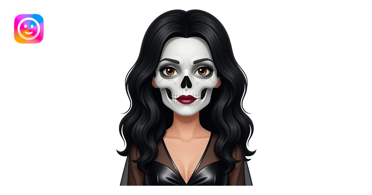 Sarah Blane from Summer of Fear with white skull face, dark brown eyes ...