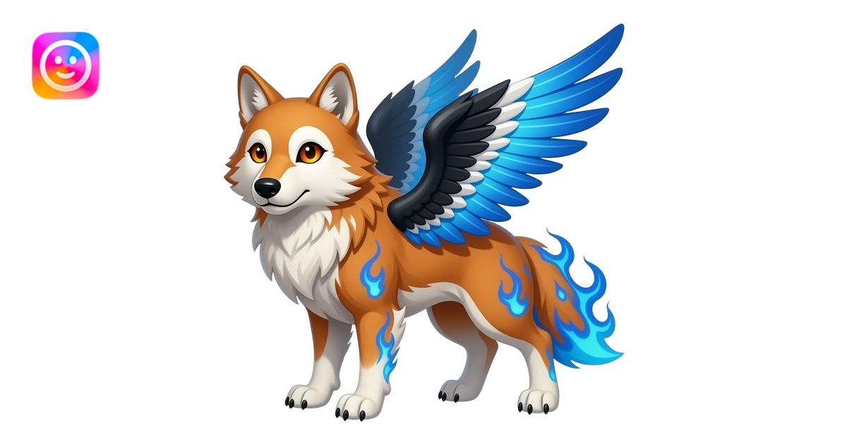 russet wolf with orange eyes, a white marking over the left eye, black ...
