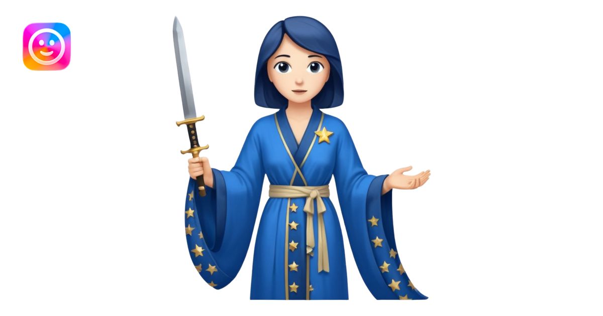An upright Europe (a tall woman), wearing a blue, flowing robe with ...