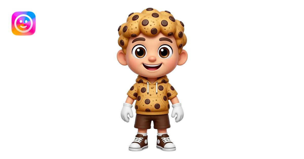 Full body chocolate chip cookie mascot boy. Golden brown cookie skin ...