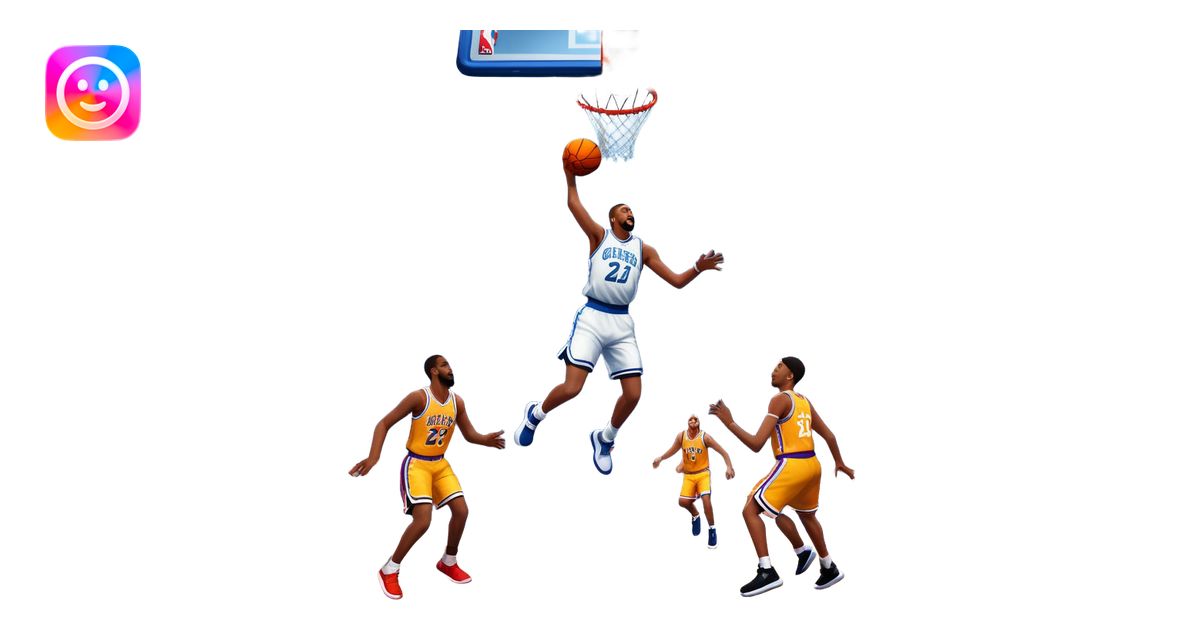 An icon showing a basketball court with players in action, inspired by ...