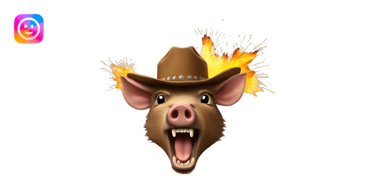 Boar head exploding with cowboy hat emoji | AI Emoji Generator