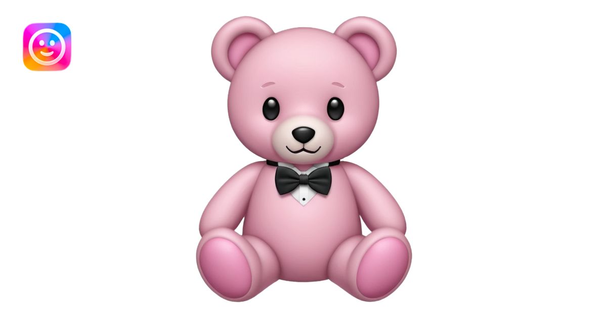 Osito rosa con moño en el cuello emoji | AI Emoji Generator