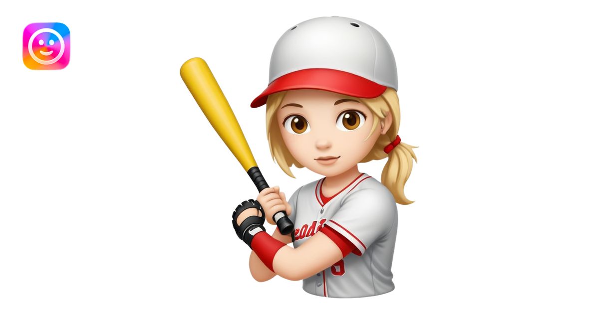 Cute girls playing softball emoji | AI Emoji Generator