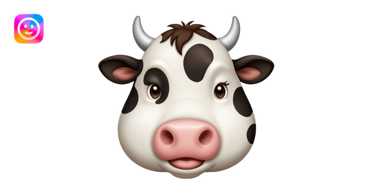 Cinematic Cute Yawning Black and White Cow Portrait Emoji, Head tilted ...