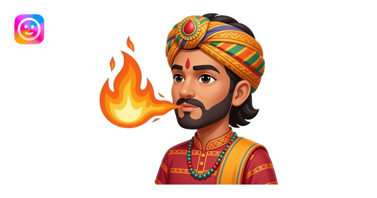 an indian man breathing fire emoji | AI Emoji Generator