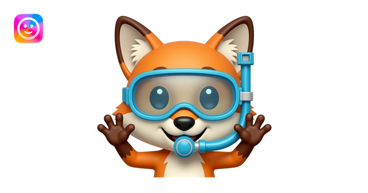 Fox head with hands doing scuba dance emoji | AI Emoji Generator