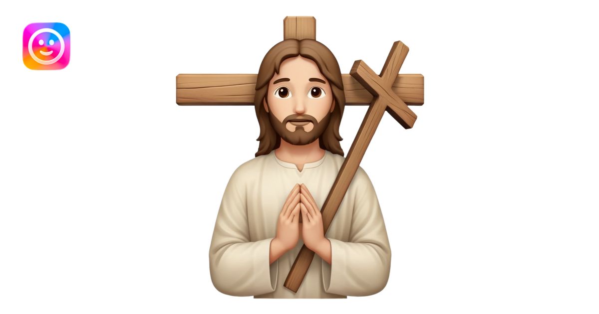 Jesus hands praying with cross symbol, spiritual emoji | AI Emoji Generator