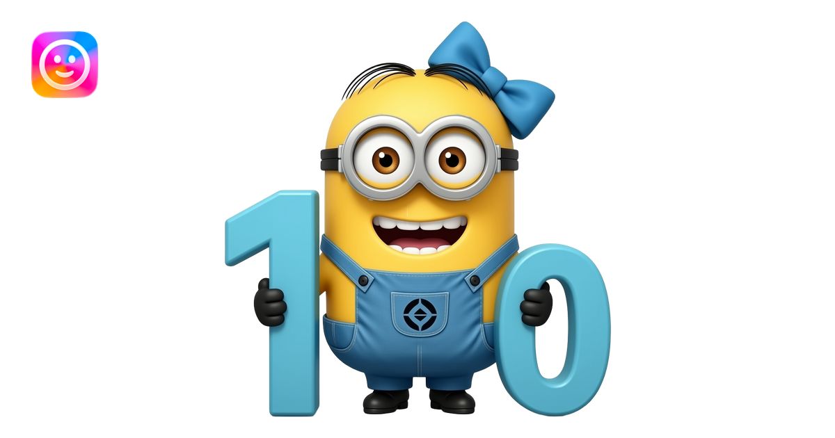 Minion with blue outfit and space buns blue hair And a big blue bow ...