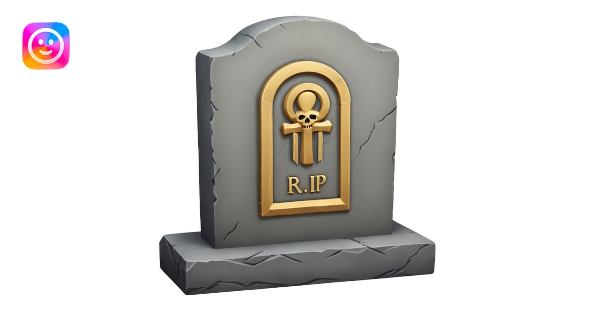 The word R.I.P. on headstone emoji | AI Emoji Generator