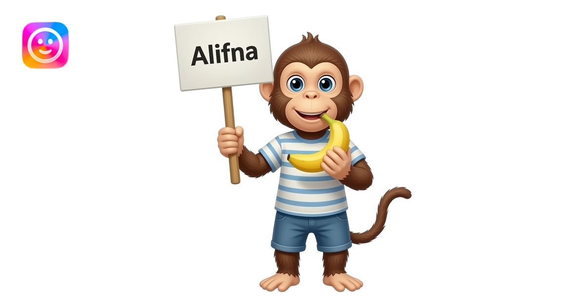 make a monkey with a sign, Enjoy Alifna eating a banana emoji | AI ...