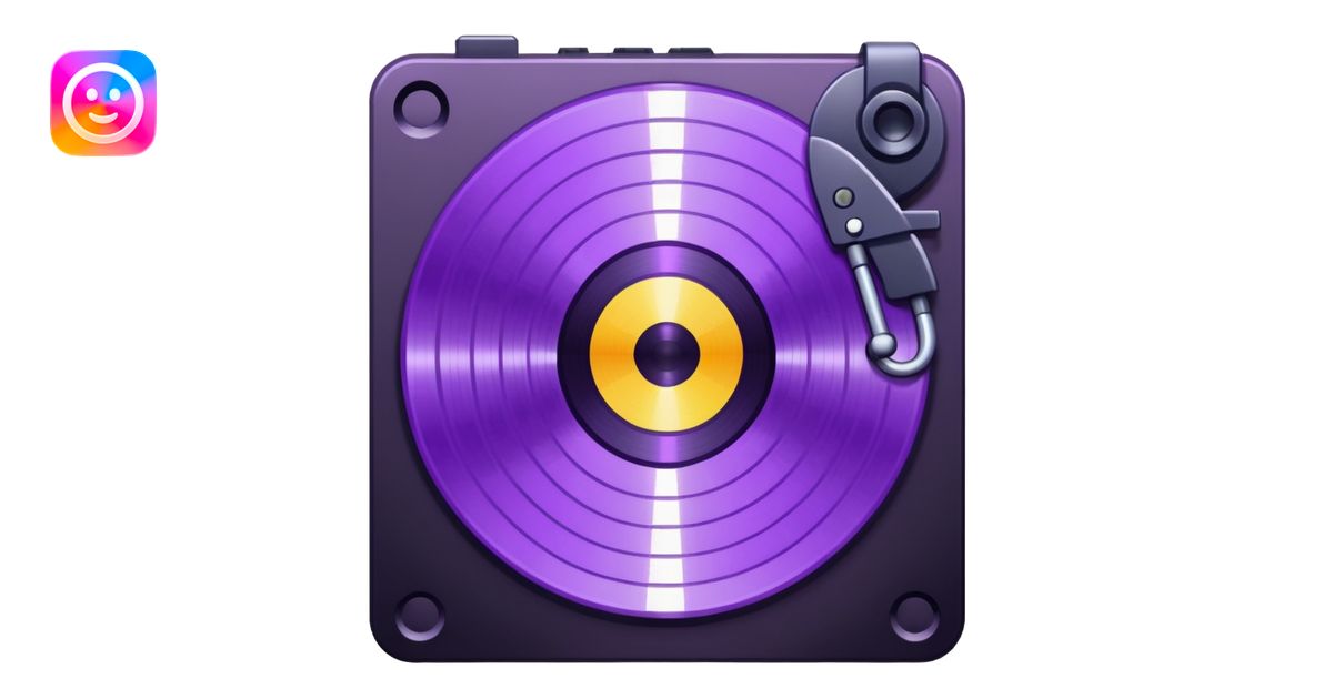 pixelated record with a purple middle emoji | AI Emoji Generator