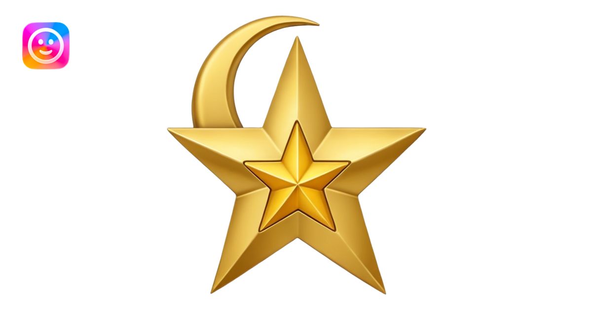 Star and Crescent emoji with black background and no face only star and ...