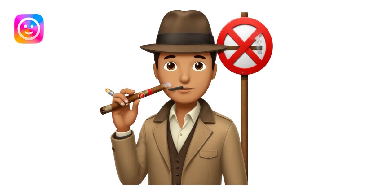 „no smoking“ street sign with a man who smoks cigar emoji | AI Emoji ...